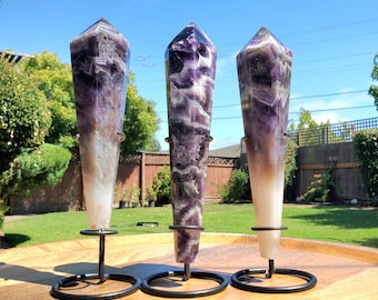 Dream Amethyst Wand with Stand - Calming, Energetic Protection, Positivity, Divine Love - Purple Amethyst Generator Crystal Healing Gemstone