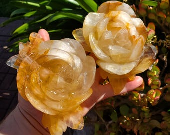 Golden Healer Rose - Balance, Power, Energizing and Grounding - Crystal Stone Flower Crystal Gemstone Statement