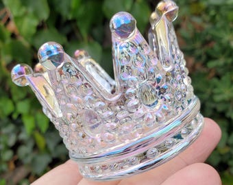Crown Glass Stand | Will Hold Any 2" to 4" Sphere - Stand ONLY - Crystal Ball Stand Holder Display for Trinkets - With or without Aura