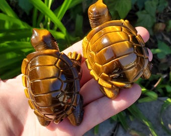 Flashy Tiger Eye Turtle - Courage, Motivation, Confidence, Grounding, Energetic Protection, Energy - Tigers Eye Crystal Healing Gemstones