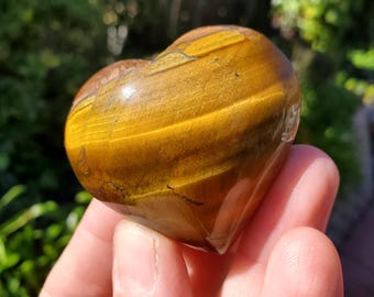 Flashy Tiger Eye Heart - Courage, Motivation, Confidence, Grounding, Energetic Protection, Energy - Tigers Eye Crystal Healing Gemstones