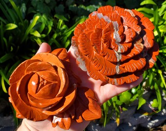 Big Red Jasper Rose - Cellular Healing, Creativity, Reflection, Patience - Red Rose Crystal Stone Healing Gemstones