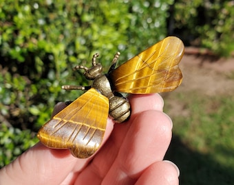 Flashy Tiger Eye Bumble Bee - Courage, Motivation, Confidence, Grounding, Energetic Protection, Energy - Tigers Eye Crystal Gemstones