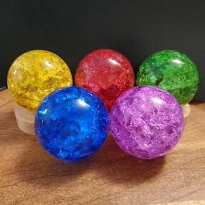 Esfera gigante de cristal craquelado de 7,7 cm (3,05") - Hermosa bola de cristal única que refleja la luz - Lámpara decorativa de cristal con efecto fuego y hielo