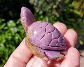 Small Purple Phosphosiderite Turtle - Hope, Joy, Intuition, Balance, Stress Relief, Grief Support - Lilac Crystal Turtle Healing Gemstone