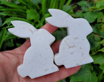 Snow Agate Bunny - Balances Females Ying Yang Energy - White Plume Agate Bunny Stone Healing Crystals Gemstones