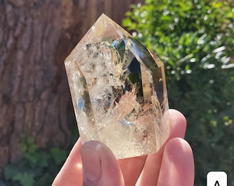 Chunky Citrine Tower with Rainbows - Abundance, Energizing, Creativity, New Beginnings - Golden Quartz Crystal Point Gemstone