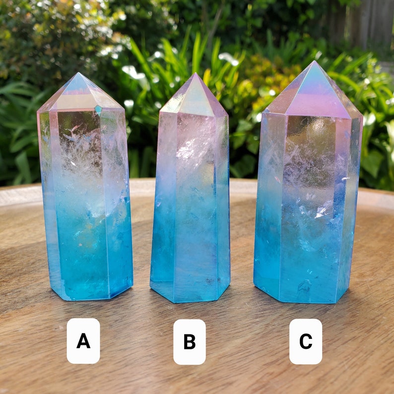 Pink & Blue Aura Quartz Towers Counteracts Negative Etsy