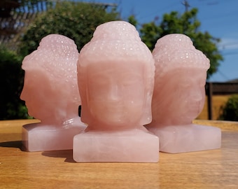Rose Quartz Buddha 3.15" tall - Unconditional Love, Compassion, Forgiveness - Pink Crystal Buddha Head Crystals Gemstones