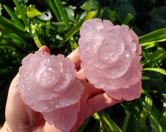 Big Rose Quartz Flower - Unconditional Love, Compassion, Self Love - Pink Crystal Rose Stone Healing Crystals Gemstone Statement