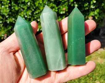 Green Aventurine Tower - Manifestation, Prosperity, Wealth, Luck - Quartz Crystal Point Generator Healing Gemstones