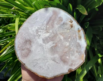 Pink Amethyst Flower Agate Slab - Gentle, Nourishing, Growth, Positivity, Grounding - Pink Crystal Display Healing Crystals Gemstone Plate