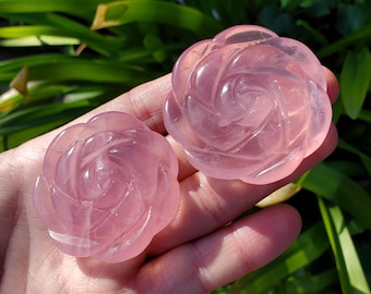 Rose Quartz Rose - Unconditional Love, Compassion, Self Love - Pink Crystal Rose Carving Stone Healing Crystals Gemstones