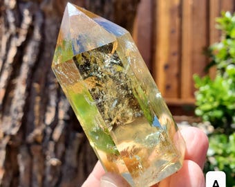 Chunky Citrine Tower with Rainbows - Abundance, Energizing, Creativity, New Beginnings - Golden Quartz Crystal Point Gemstone