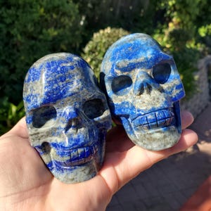 Lapis Lazuli Skull - Speak Your Truth, Communication - Lapiz Lazuli Carved Skull Stone Healing Crystal Gemstone Statement