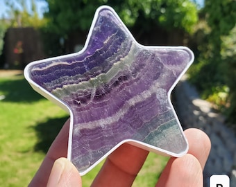 Rainbow Fluorite Star Plug-In Light - Mental Clarity, Stability, Energetic Protection - Purple Crystal Star Room Decor Accent