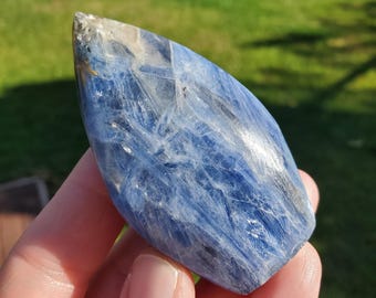 Flashy Blue Kyanite Flame - Calming, Clarity, Connection, Communication, Balances Chakras - Kyanite Crystal Flame Gemstone