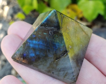 Small Labradorite Pyramid - Spiritual Connection and Awareness - 1.5" Square Crystal Healing Pyramid Gemstone