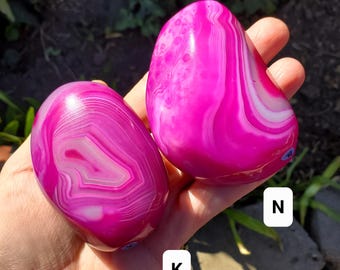 Pink Agate Freeform - Balance of the Physical, Mental & Emotional - Pink Crystal Free Form Palm Stone Healing Gemstone Statement