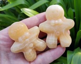 Orange Calcite Gingerbread Man - Confidence, Self-Esteem, Creative & Sexual Energy - Calcite Crystal Gingerbread Healing Gemstone