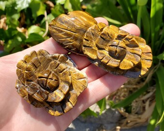 Small Flashy Tiger Eye Flower - Courage, Motivation, Confidence, Grounding, Energetic Protection, Energy  - Crystal Rose Healing Gemstones
