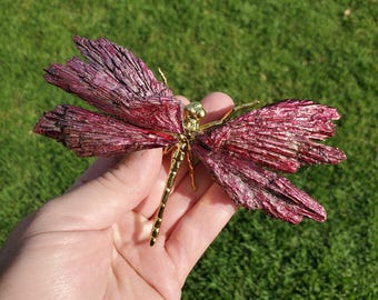 Pink Aura Kyanite Dragonfly - Calming, Clarity, Connection, Communication, Balances Chakras - Pink Dragonfly Healing Gemstone