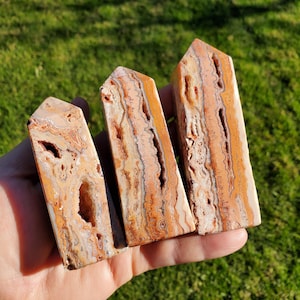 Pink Lace Agate Druzy Tower - Balance of the Physical, Mental & Emotional - Pink Crystal Tower Healing Point Obelisk Gemstone Home Decor
