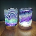 Rainbow Fluorite Lamp (3.15" wide) - Mental Clarity, Stability, Energetic Protection - Fluorite Accent Light Mood Lighting Crystal Stone