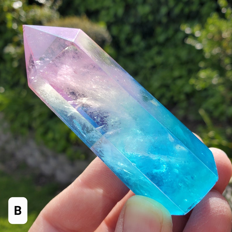 Pink & Blue Aura Quartz Towers Counteracts Negative Etsy