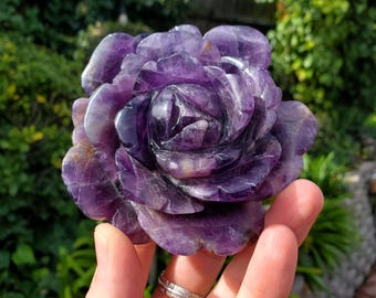 Dream Amethyst Flower - Calming, Energetic Protection, Positivity, Spiritual Connection - Purple Amethyst Rose Statement Crystal Healing