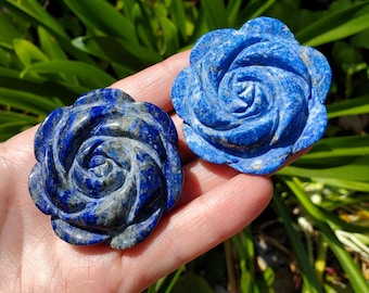 Small Lapis Lazuli Rose - Speak Your Truth, Communication, Personal Power - Lapiz Lazuli Crystal Flower Stone Healing Gemstone