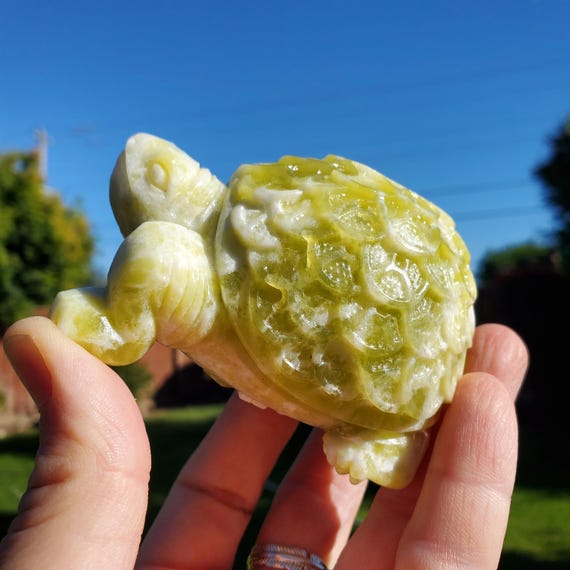 Chunky Lantian Jade Turtle With Feng Shui Coin Design - Love