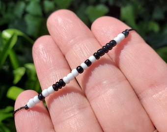 I Love You Morse Code Bracelet - Black String - Protection, Faith, Good Luck, Strength - Red Eye, Black Eye or Blue Eye Handmade Jewelry