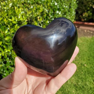 Rainbow Obsidian Heart - Emotional Healing, Release The Negative & Replace with Positive - Obsidian Black Heart Healing Crystals Gemstones