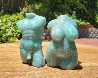 Amazonite Male & Female Duo - Calming, Courage, Truth, Compassion - Amazonite Crystal Model Replica Healing Gemstones