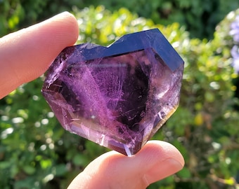High Quality Faceted Amethyst Heart - Calming, Energetic Protection, Positivity, Connection - Purple Heart Carving Crystal Healing Gemstones