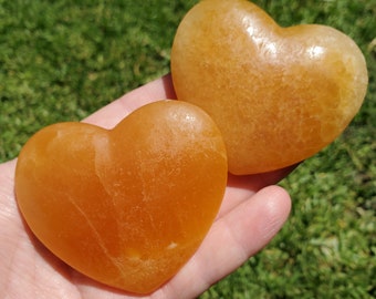 Orange Calcite Heart - Confidence, Self-Esteem, Creative & Sexual Energy - Calcite Crystal Heart Healing Gemstones