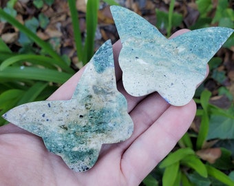 Green Jasper Butterfly - Inner Calm, Balances Energies - 2.70" Green Butterfly Carved Crystal Healing Gemstone