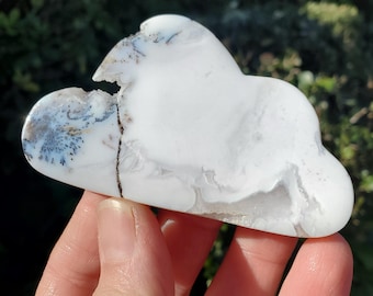 Druzy Dendrite Snow Agate Cloud - Balances Females Ying Yang Energy - 3" White Plume Druzy Agate Cloud Healing Crystals Gemstone