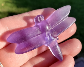 Small Purple Fluorite Dragonfly - Mental Clarity, Balance, Concentration, Protection - Fluorite Crystal Dragonfly Healing Crystals Gemstones