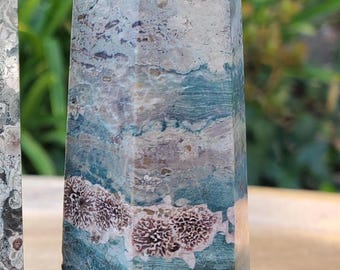 Russian Flower Agate Tower - Gentle, Nourishing, Growth - Green