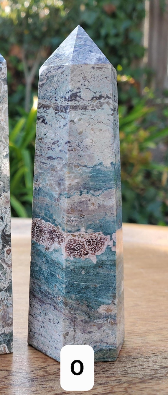 Russian Flower Agate Tower - Gentle, Nourishing, Growth - Green