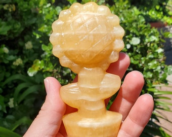 Big Chunky Orange Calcite Standing Sunflower - Confidence, Self-Esteem, Creative & Sexual Energy - 4.5" Crystal Sunflower Healing Gemstones