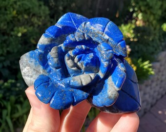 Big Lapis Lazuli Rose - Speak Your Truth, Communication, Personal Power - Lapiz Lazuli Crystal Flower Stone Healing Gemstone