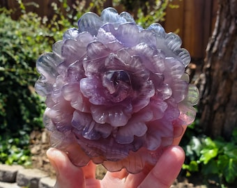 Big Purple Fluorite Flower with Banding - The Dream Crystal, Mental Concentration, Clears Negativity - Crystal Rose Statement Gemstone