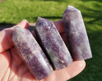 Hexagon Unicorn Towers - Supportive, Calm, Emotional Healing - Pink Tourmaline, Lepidolite, Smokey Quartz, and Cleavelandite
