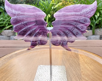 Rainbow Fluorite Butterfly Wings on Stand - Mental Clarity, Stability, Concentration, Energetic Protection - Fluorite Crystal Wings