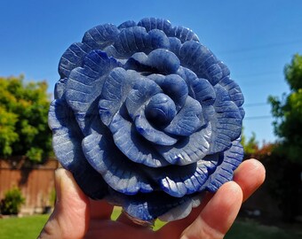 Big Blue Aventurine Rose - Self-Discipline, Inner Strength, Communication - Aventurine Crystal Flower Healing Gemstones