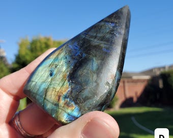 Flashy Labradorite Flame - Awareness, Energetic Connection, Intuition - Crystal Flame Lab Carving Healing Gemstone