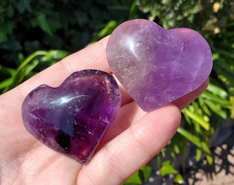 Small Amethyst Heart - Calming, Energetic Protection, Positivity, Connection - Purple Amethyst Puffy Crystal Heart Healing Gem